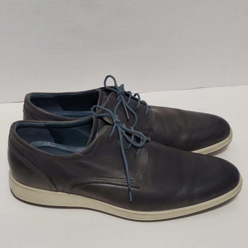 Ecco Men's Dark Gray/Navy Leather Comfort Shoes Sz 45 US Sz 11 - 11.5